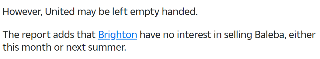 世界杯竞猜-曼联再接洽巴莱巴却恐适得其反！布莱顿反击，不给1亿夏窗也不卖